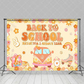 Aperturee - Aperturee Yellow Floral Car Groovy Back To School Backdrop